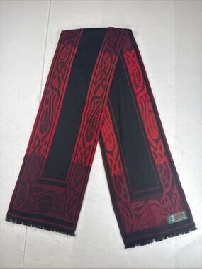 Molina Jimmy Houihan Wool Blend Scarf Made In EU Red Celtic Knot Reversible